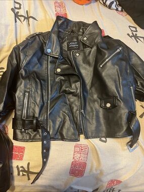 Ashley Outerwear Women's Black Faux Leather Moto Jacket